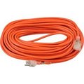 Global Equipment 100 Ft. Outdoor Extension Cord w/ Lighted Plug, 16/3 Ga, 10A, Orange FL-101L16AWG-100FT